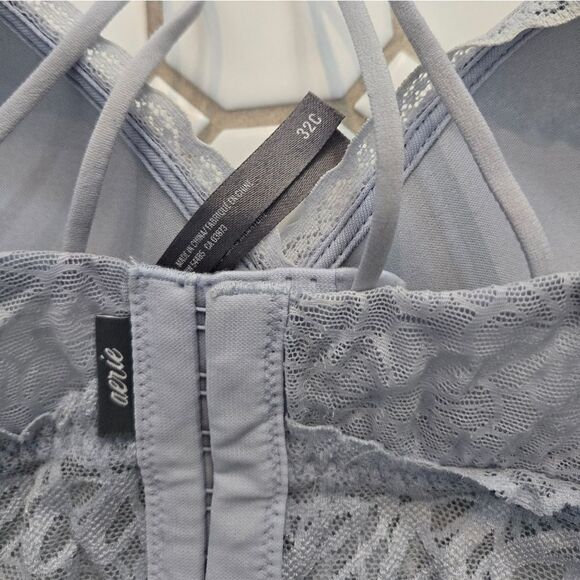 Aerie Floral Lace Longline Wirefree Bralette 32C - Picture 6 of 6